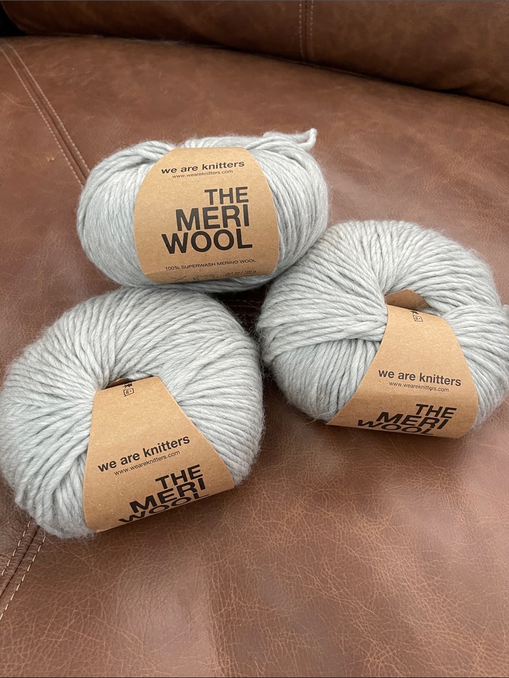We Are Knitters 'The Meri Wool' Light Gray Bulky Yarn - 3 Balls spotted grey